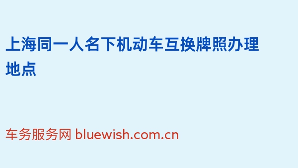 2024年上海同一人名下机动车互换牌照办理地点