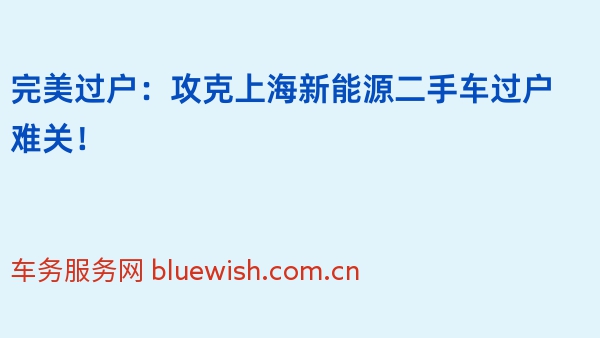 完美过户：攻克上海新能源二手车过户难关！