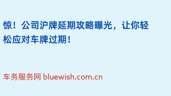 惊！公司沪牌延期攻略曝光，让你轻松应对车牌过期！