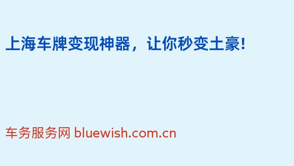 2024年上海车牌变现神器，让你秒变土豪!