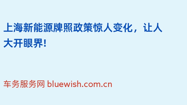 上海新能源牌照政策惊人变化，让人大开眼界!